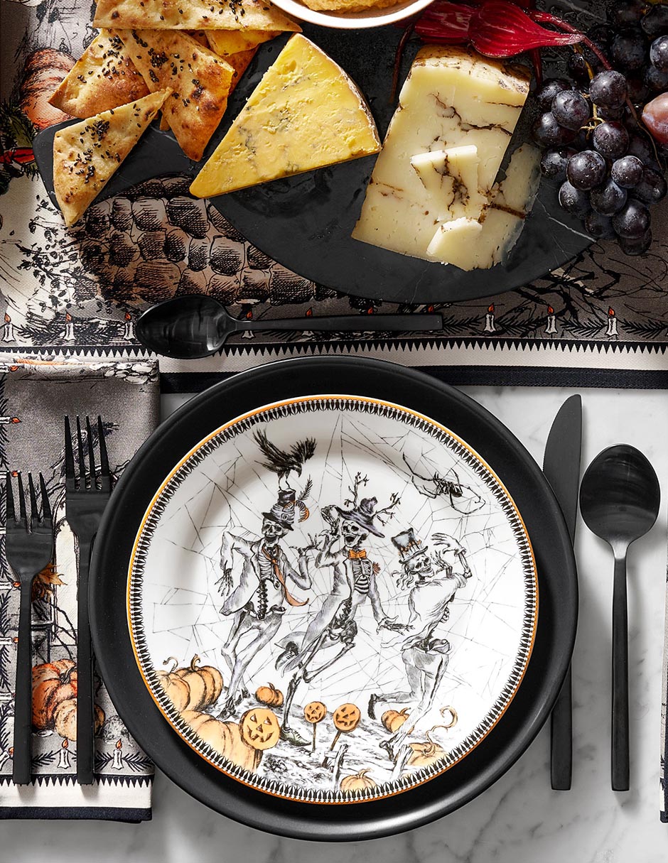 Set platos ensalada halloween Haunted Hosts de porcelana 4 piezas