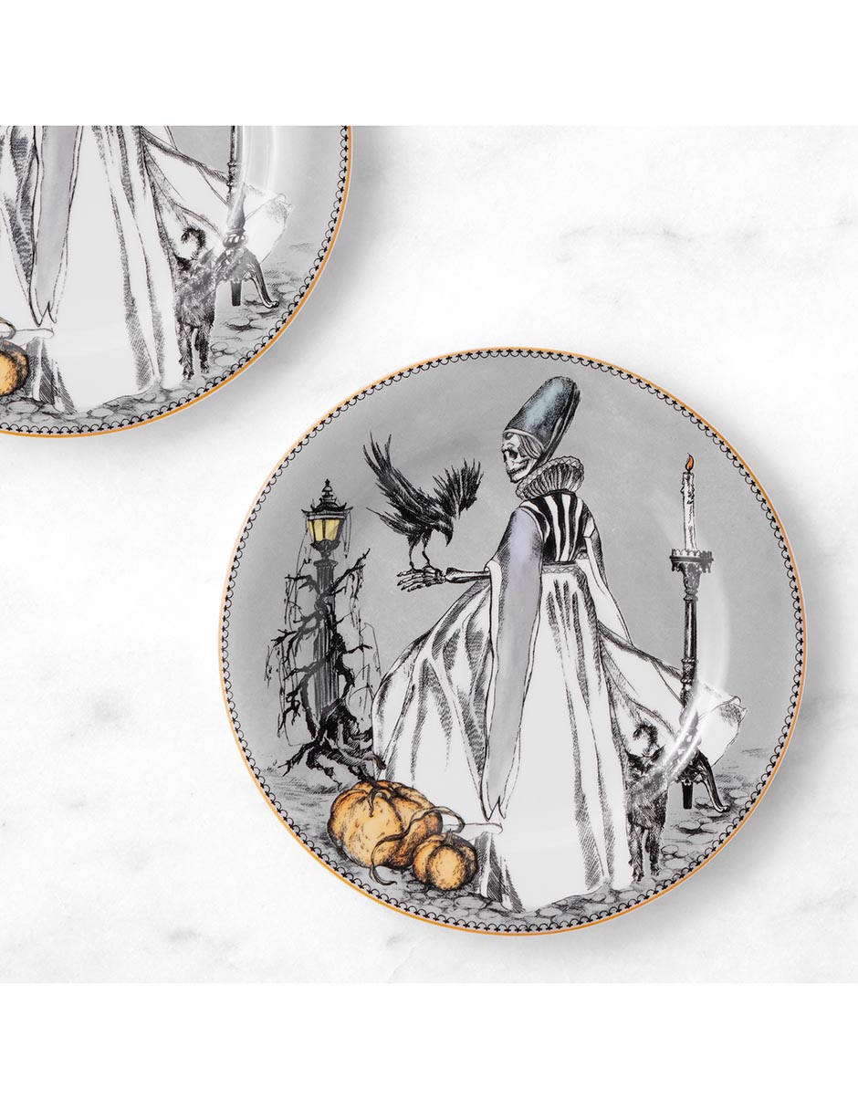 Set platos botana halloween Haunted Hosts de porcelana 4 piezas 1