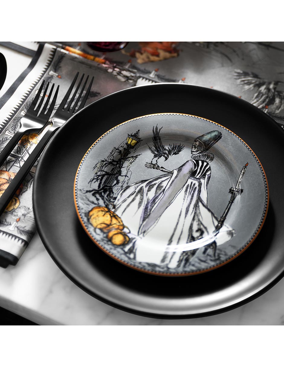 Set platos botana halloween Haunted Hosts de porcelana 4 piezas