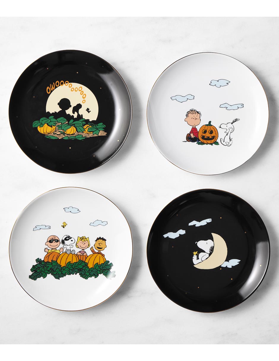 Set platos botana halloween de porcelana 4 piezas