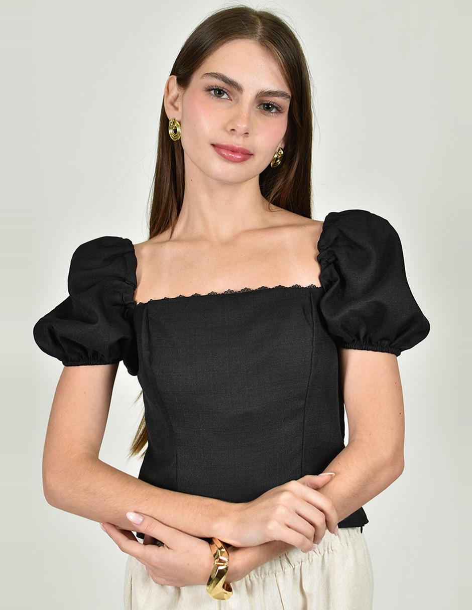 Blusa roman fashion manga corta para mujer
