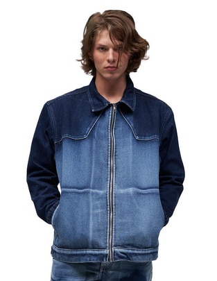 Chamarra cazadora de mezclilla con bolsillos para hombre Chamarra cazadora de mezclilla con bolsillos para hombre