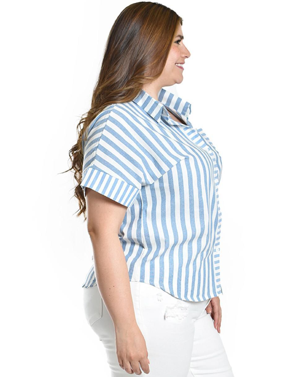 Blusa camisera manga corta para mujer 8