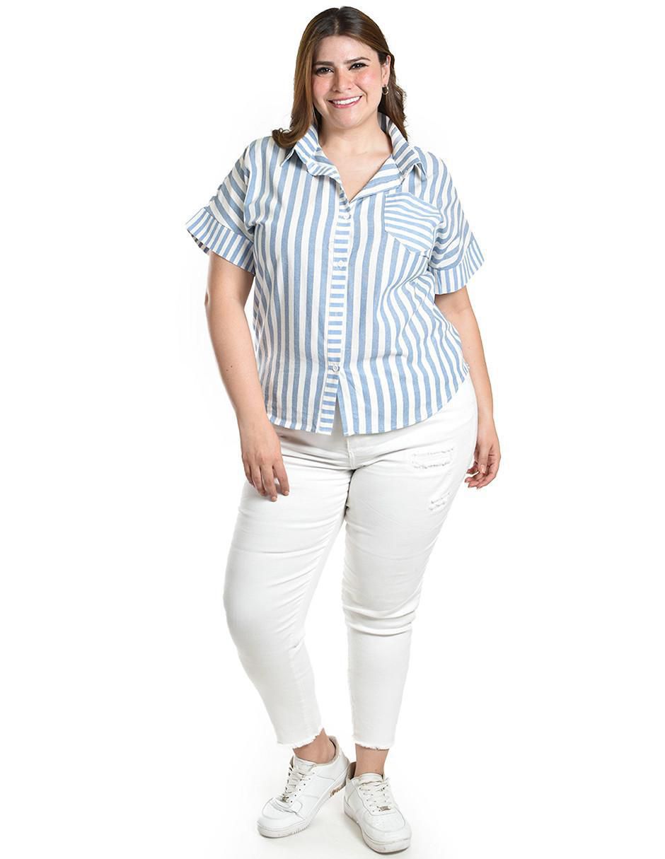 Blusa camisera manga corta para mujer 11