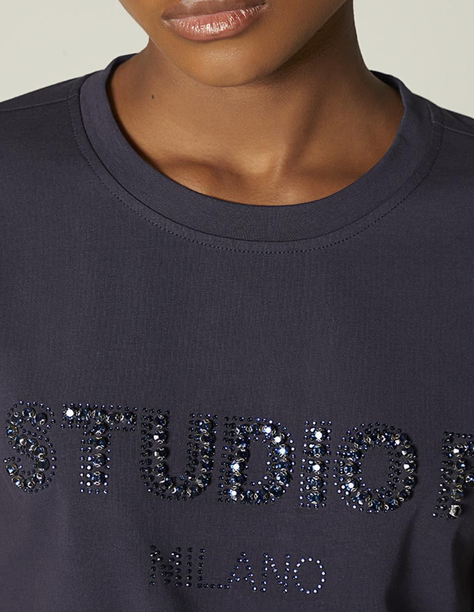 Playera manga corta Studio F cuello redondo para mujer