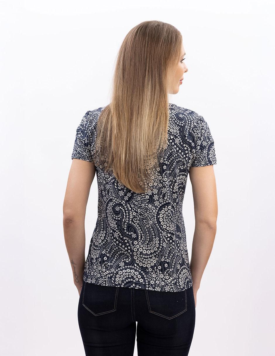 Playera manga corta Nautica cuello v para mujer