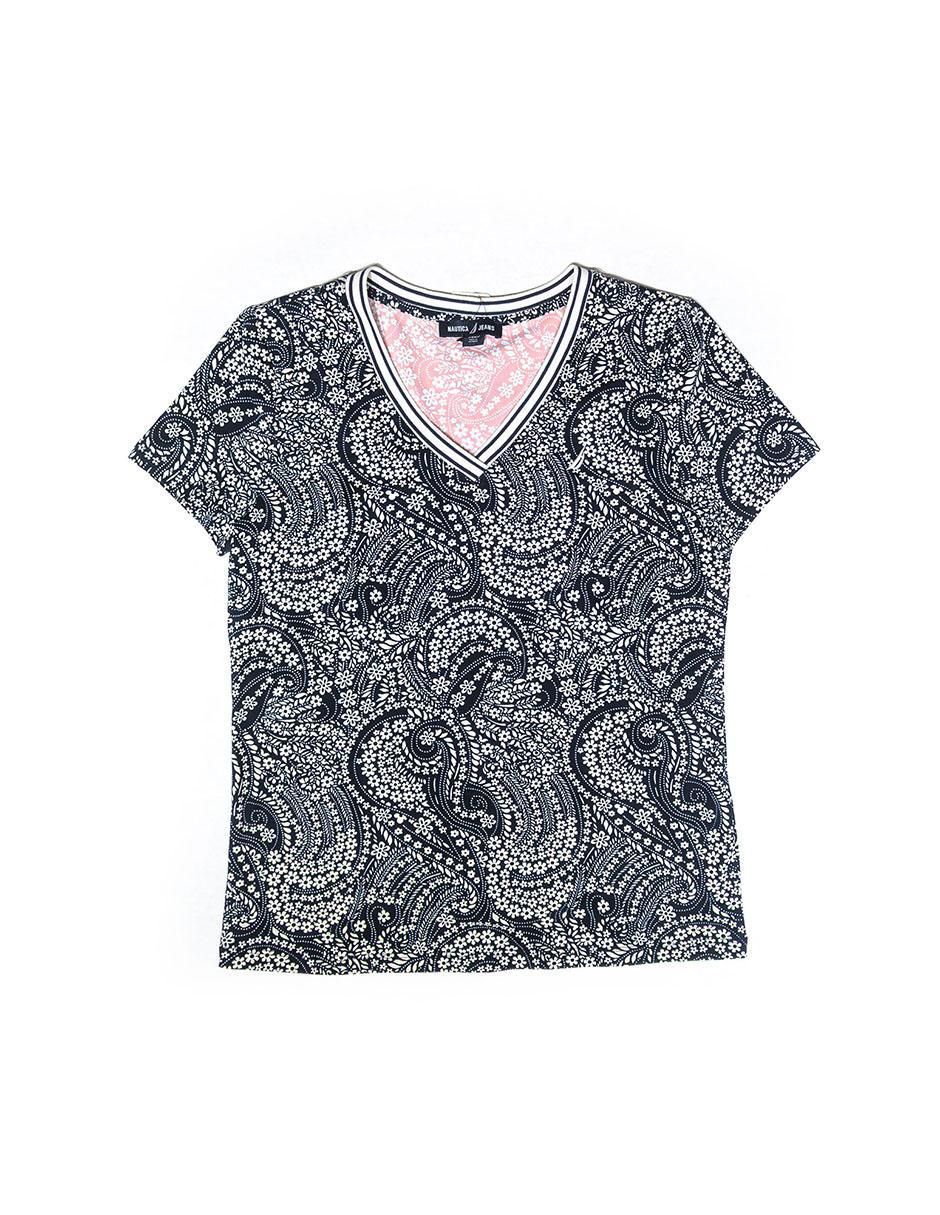 Playera manga corta Nautica cuello v para mujer