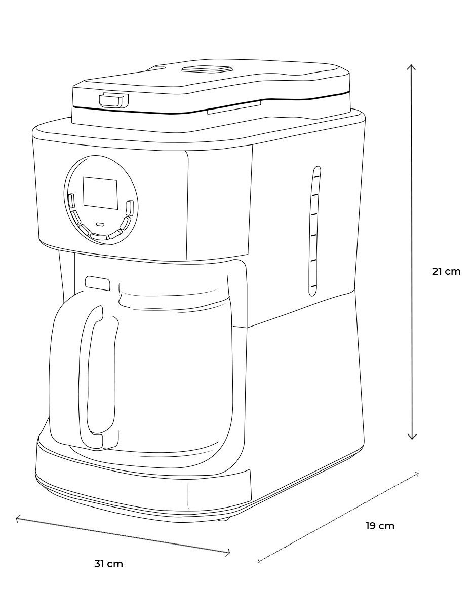 CAFETERA CON MOLINO C, 1.8 L, PLATEADO 5