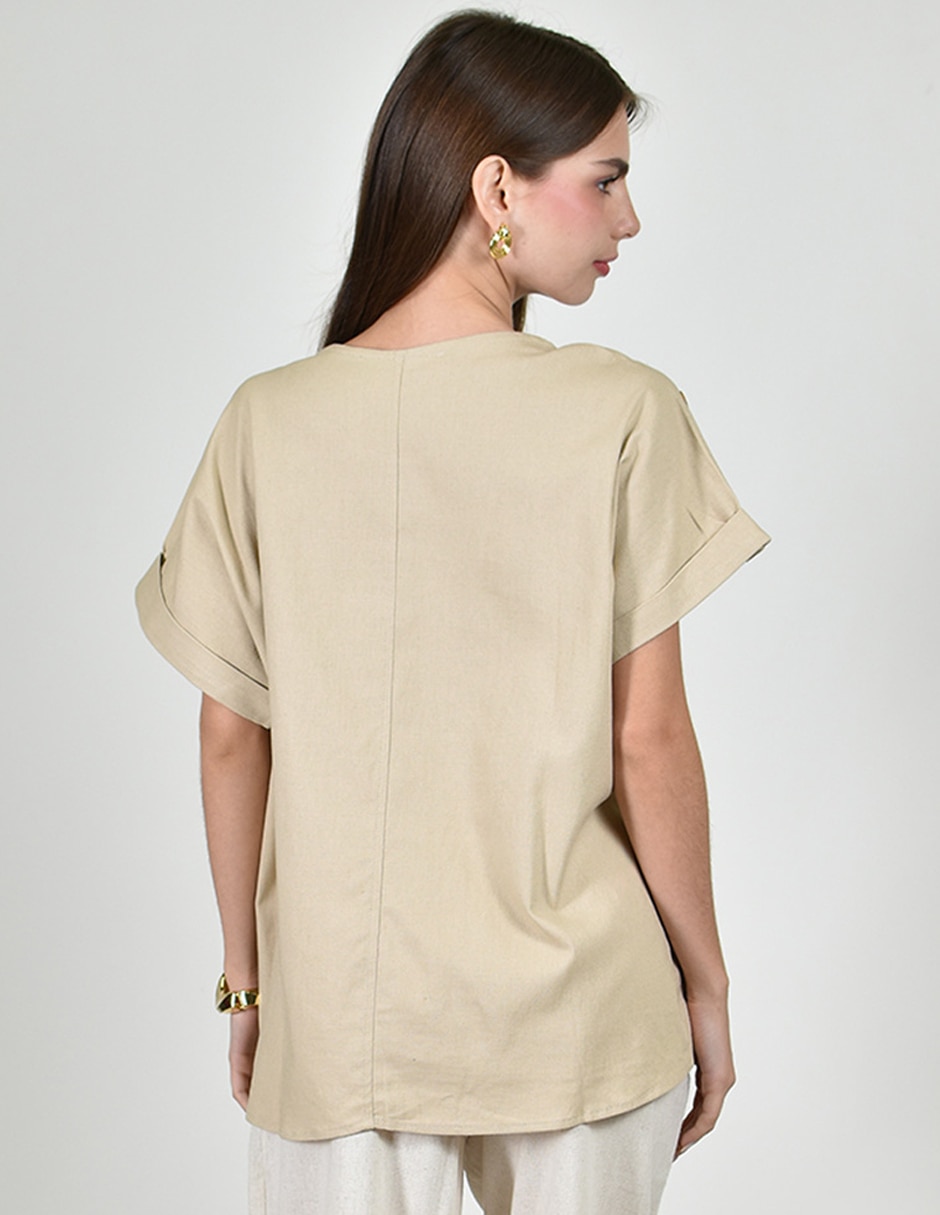 Blusa roman fashion manga corta para mujer