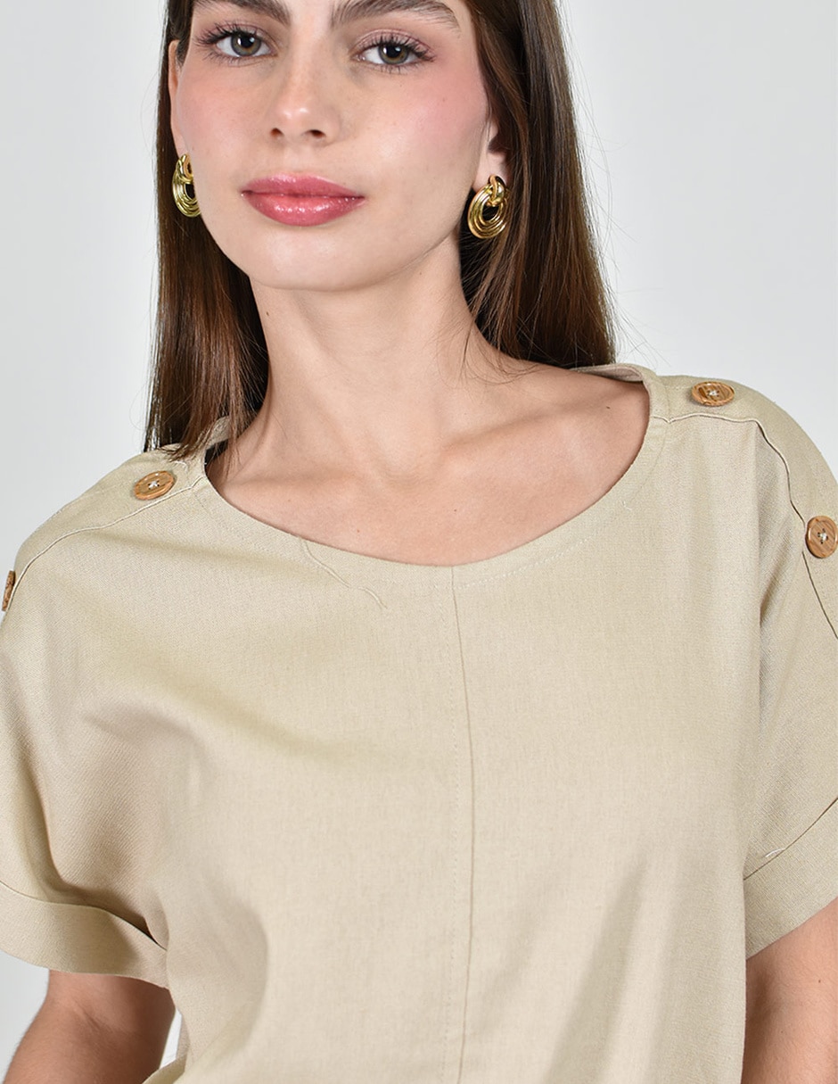 Blusa roman fashion manga corta para mujer
