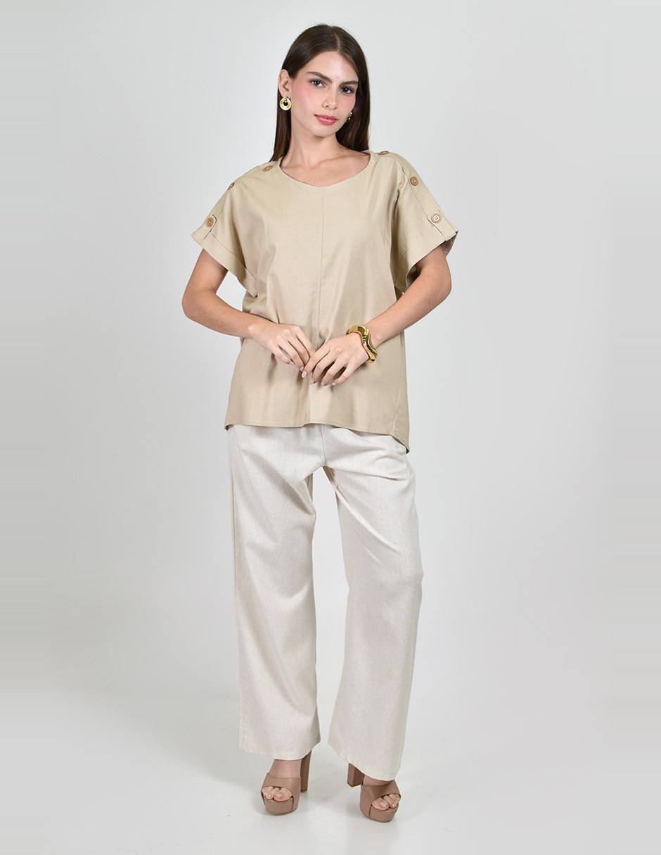 Blusa roman fashion manga corta para mujer