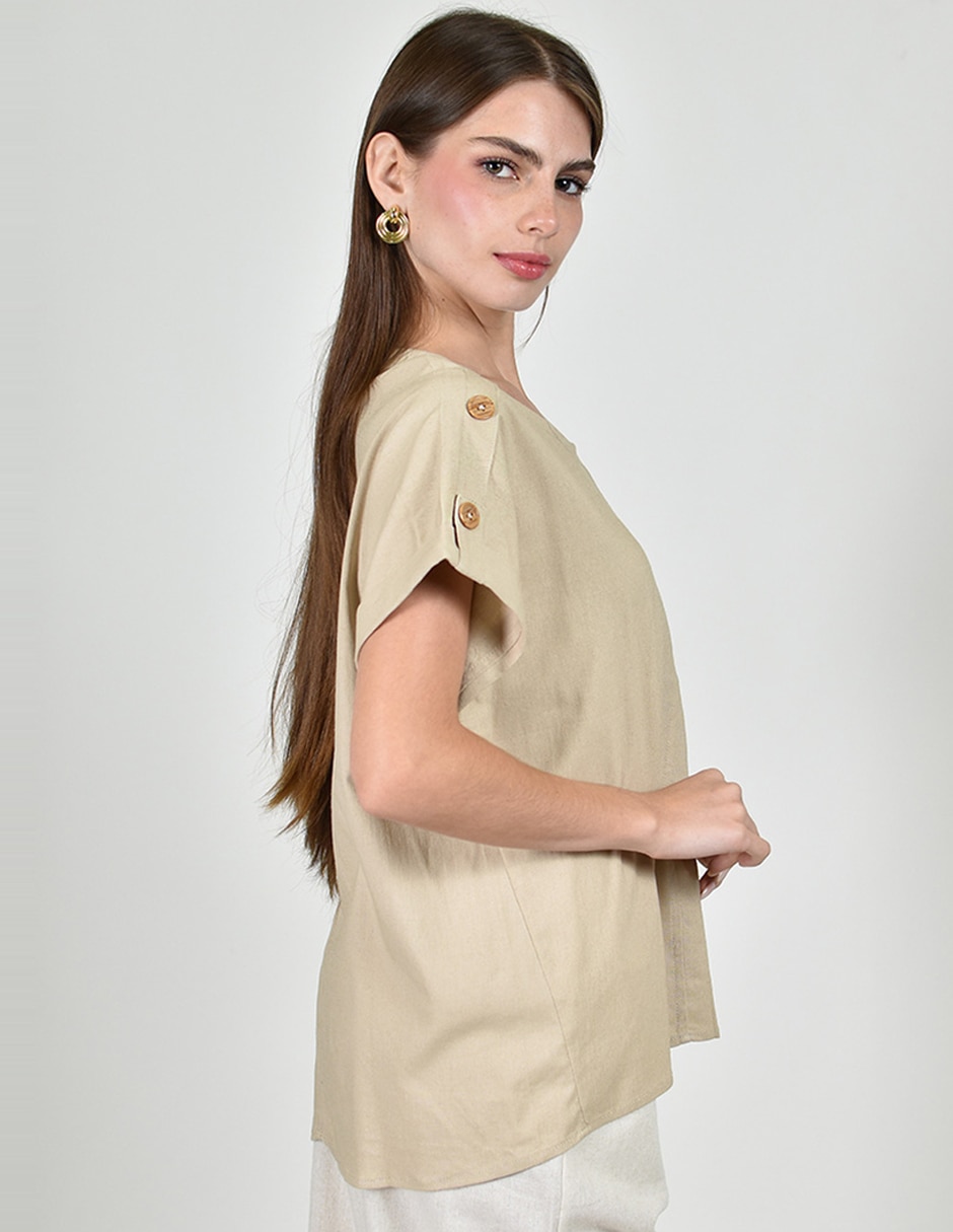 Blusa roman fashion manga corta para mujer
