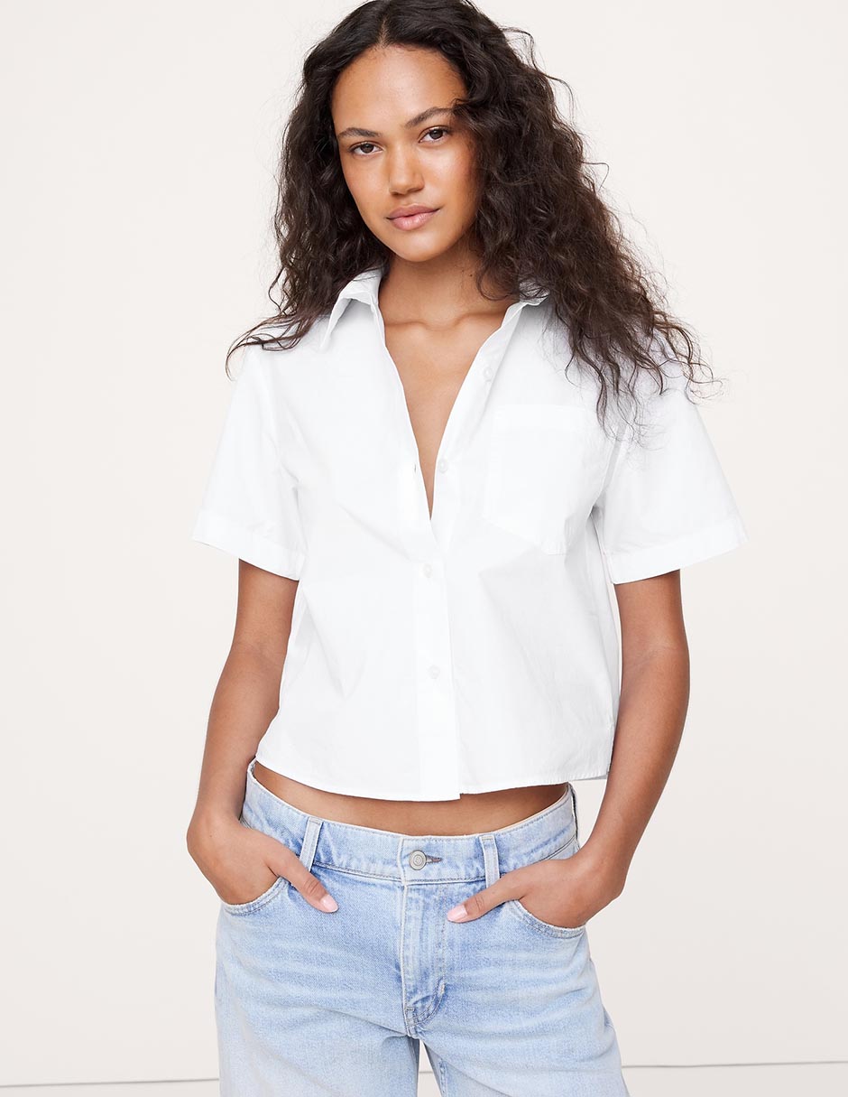 Camisa de algodón manga corta para mujer