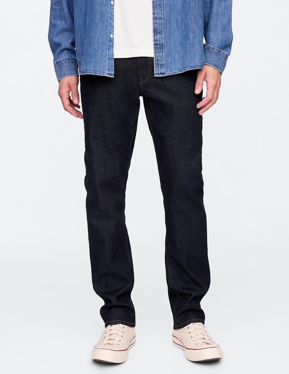 Jeans straight lavado obscuro para hombre 1