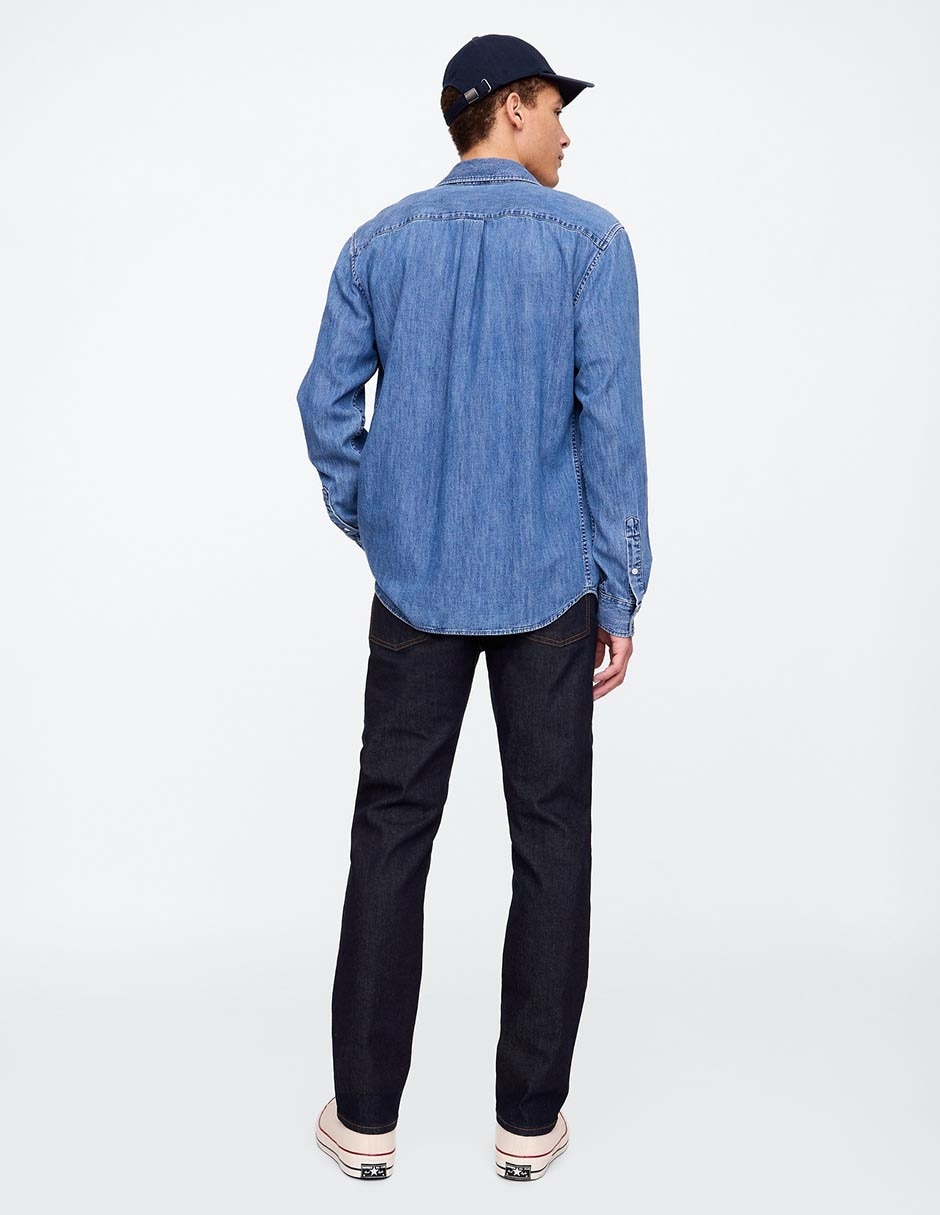 Jeans straight lavado obscuro para hombre 6