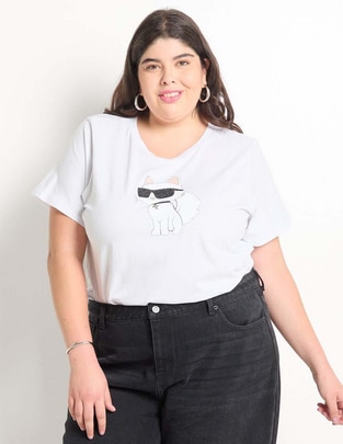 Playera manga corta Karl Lagerfeld Paris cuello redondo para mujer Playera manga corta Karl Lagerfeld Paris cuello redondo para mujer