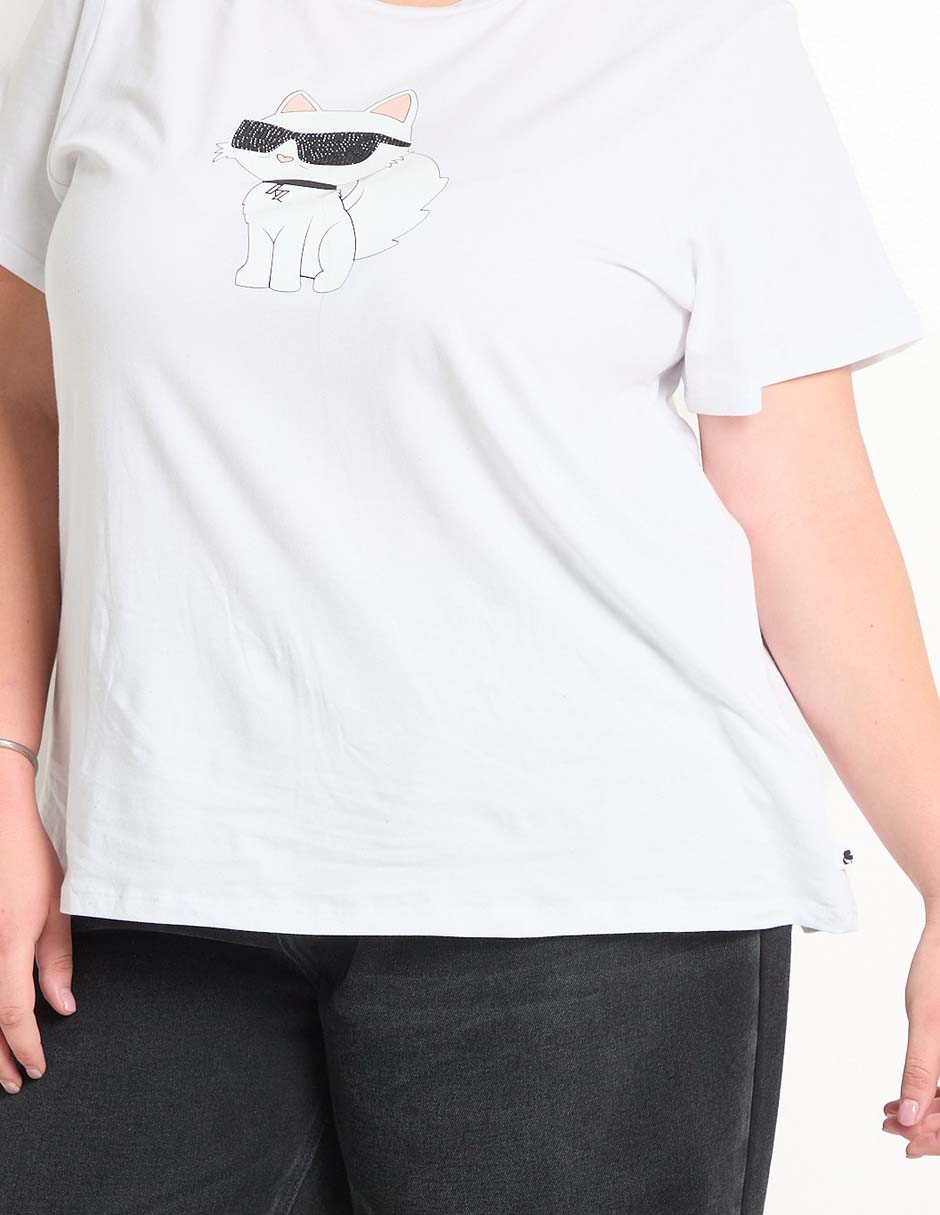 Playera manga corta Karl Lagerfeld Paris cuello redondo para mujer 5