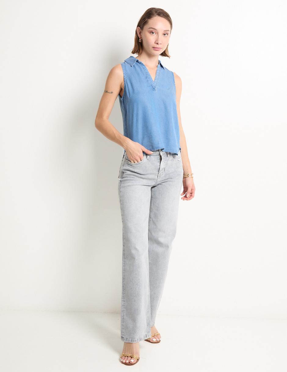 Jeans relaxed wide leg para mujer 3
