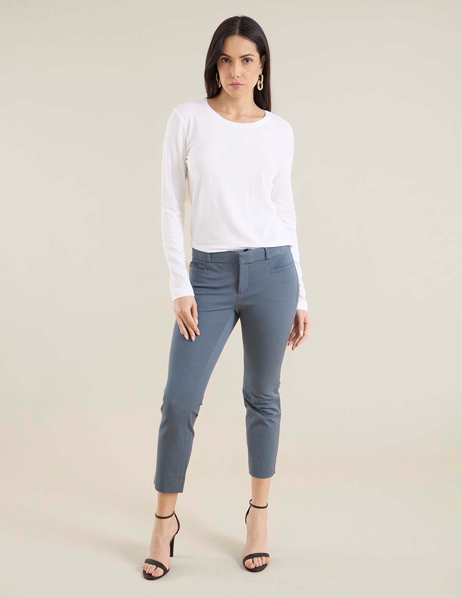 Playera manga larga cuello redondo para mujer