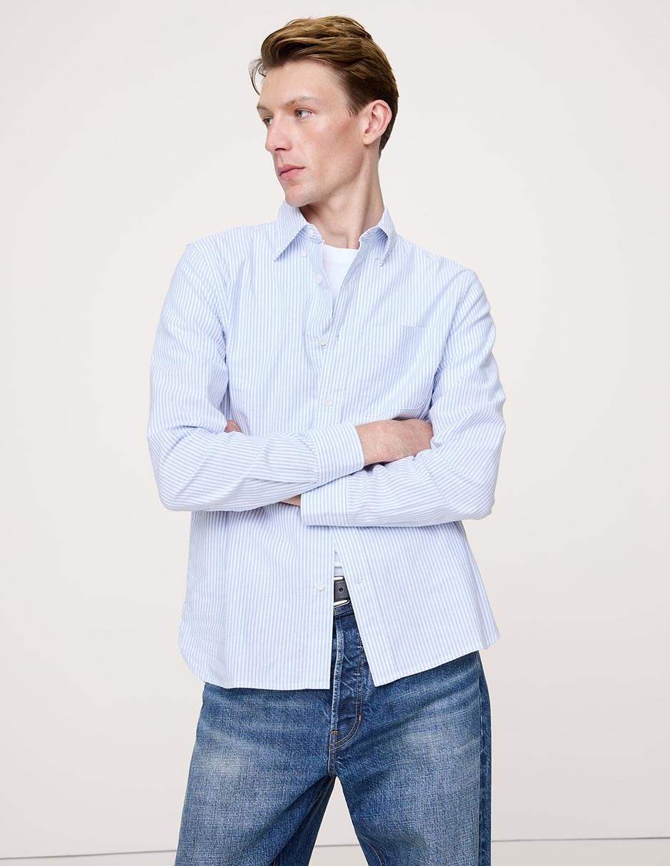 Camisa casual de algodón manga larga para hombre