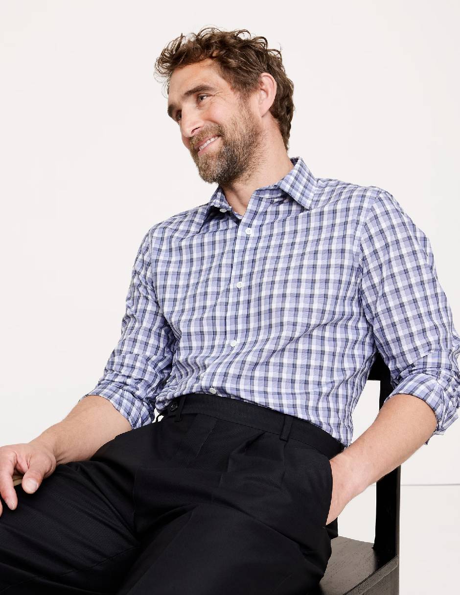 Camisa de vestir de algodón manga larga para hombre Camisa de vestir de algodón manga larga para hombre