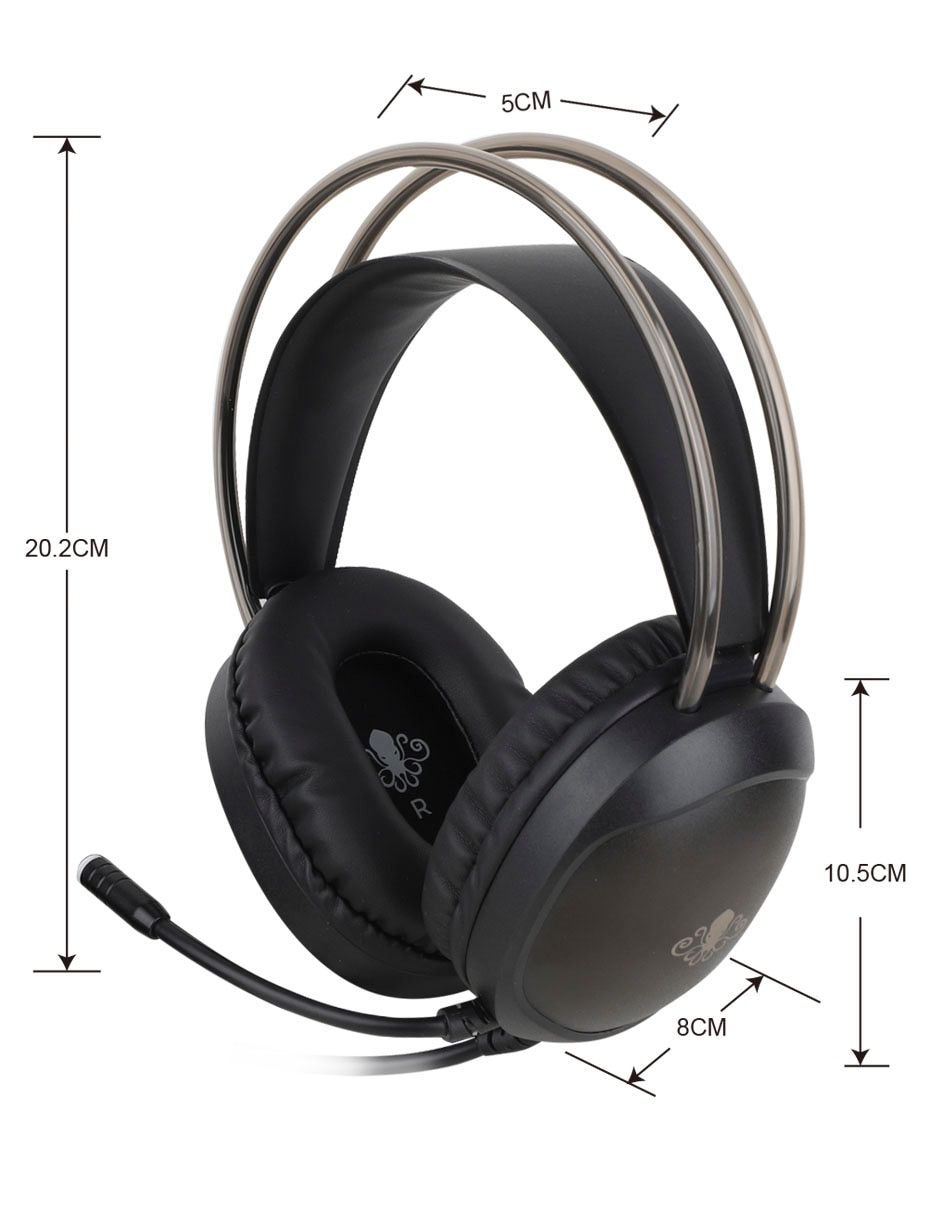 Audífonos Gamer Ground Gaming alámbricos RGB INT-MM129