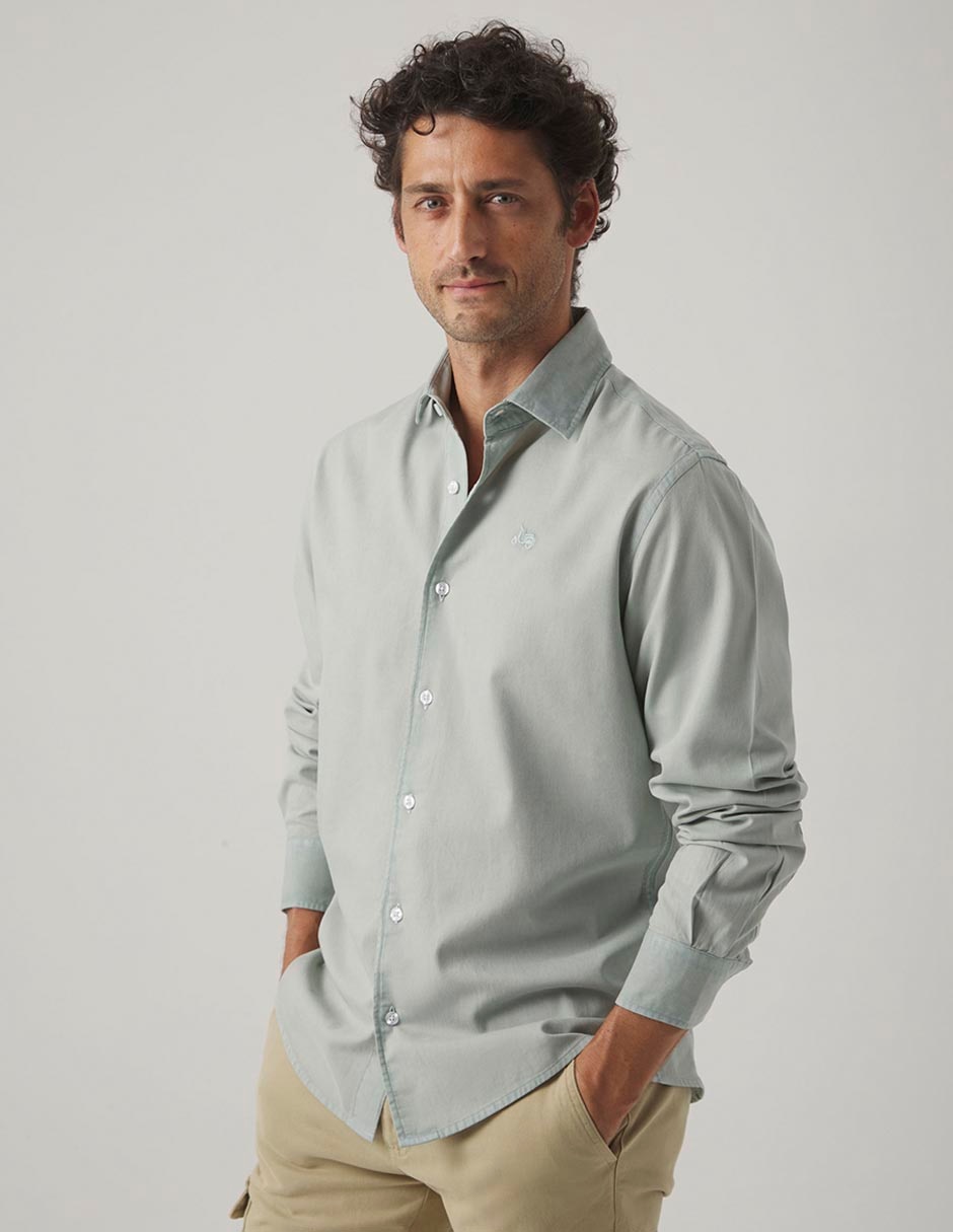 Camisa casual de algodón manga larga para hombre
