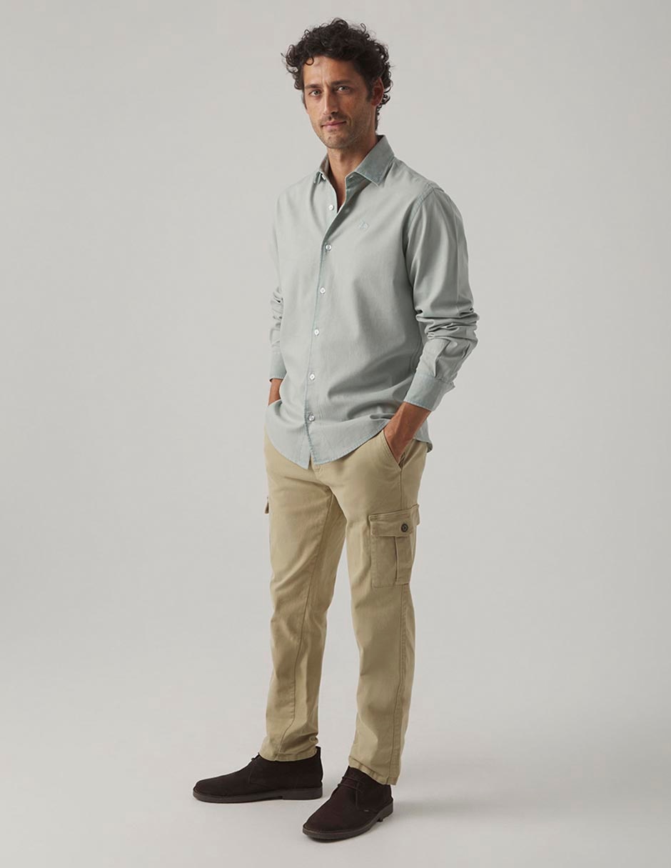 Camisa casual de algodón manga larga para hombre