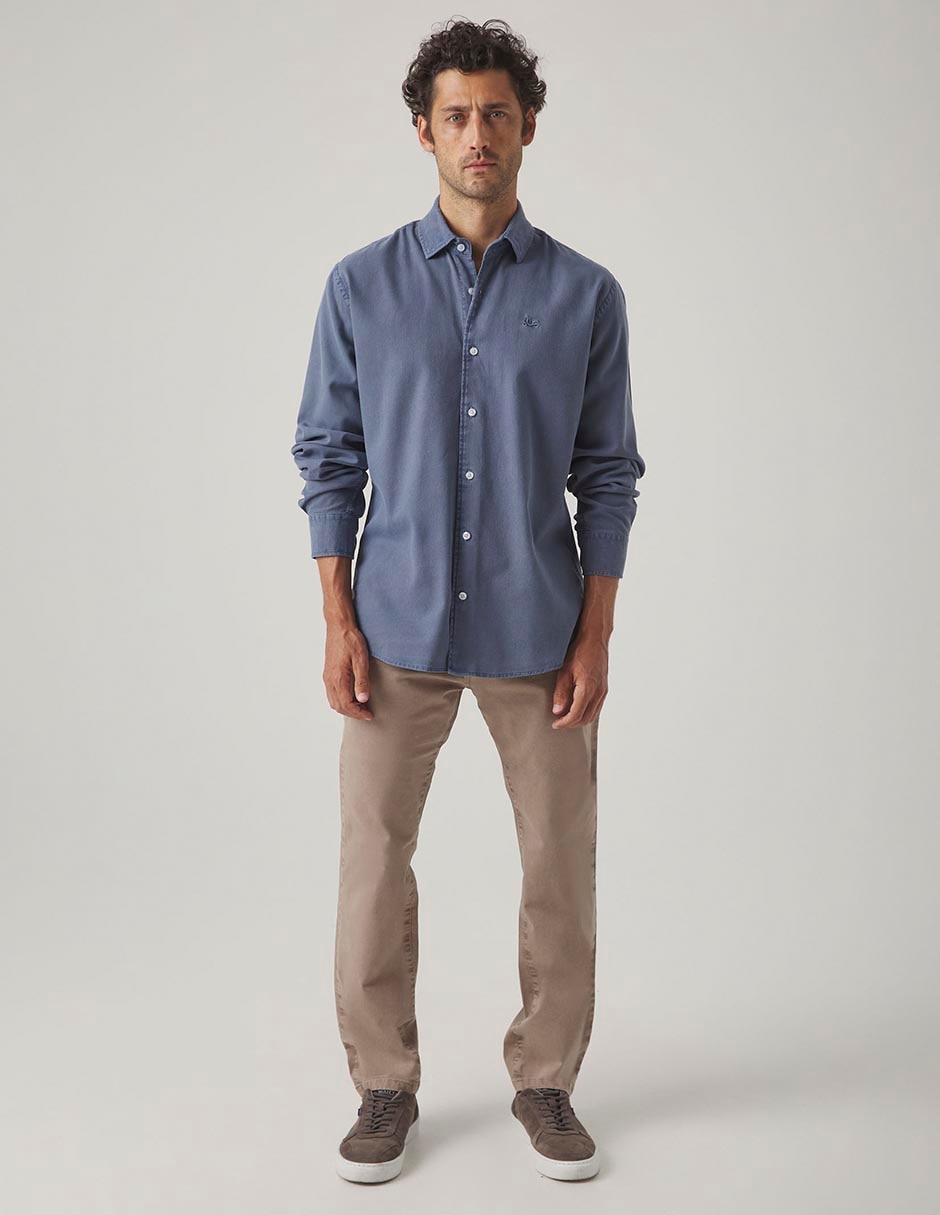 Camisa casual de algodón manga larga para hombre 4