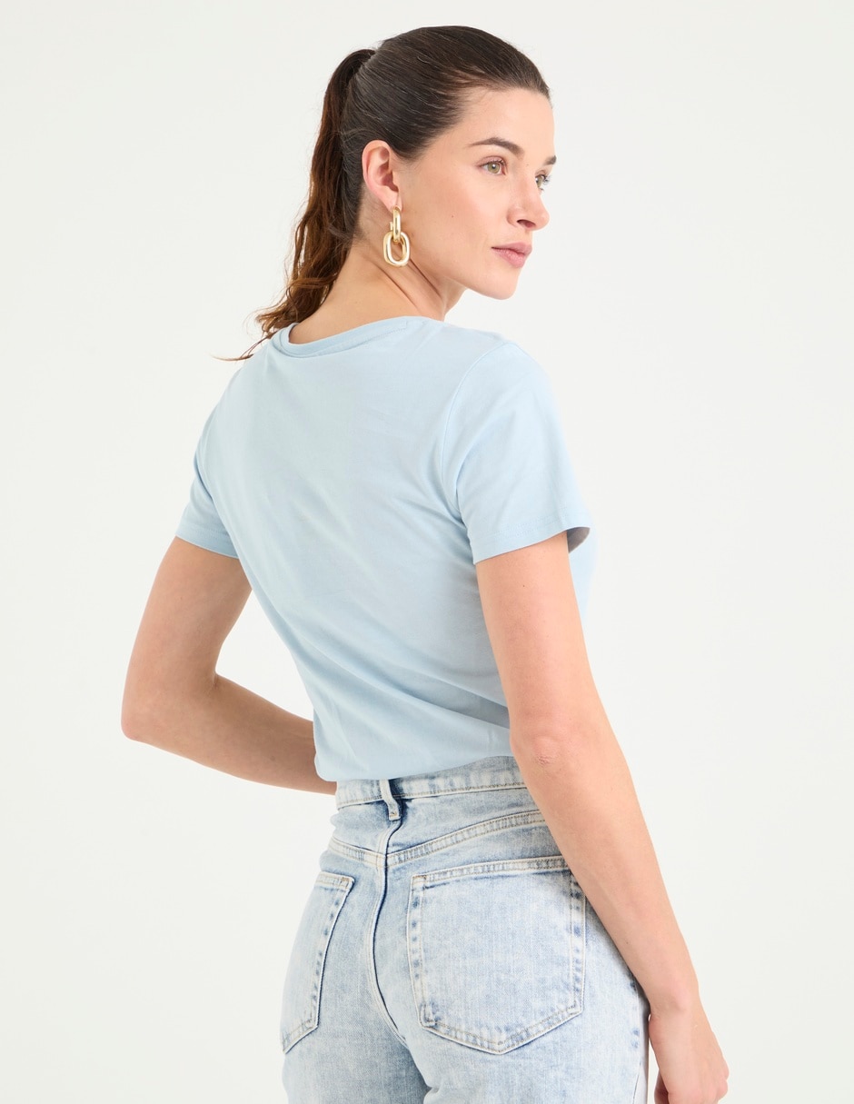 Playera manga corta cuello v para mujer 2