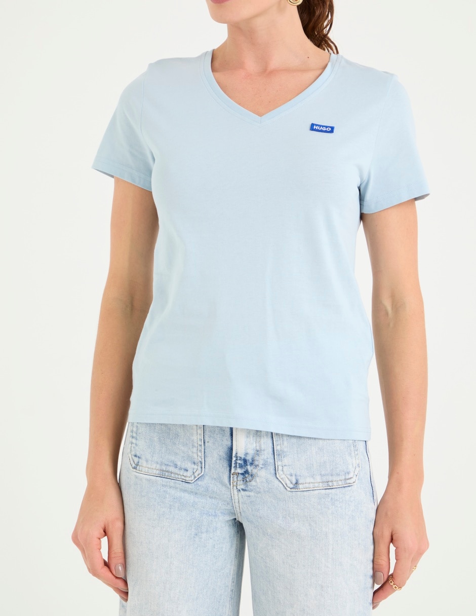 Playera manga corta cuello v para mujer 5
