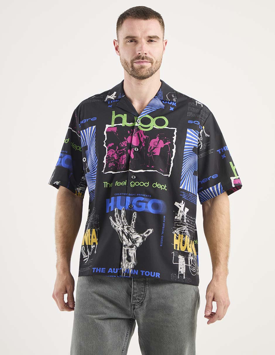 Camisa casual de algodón manga corta para hombre