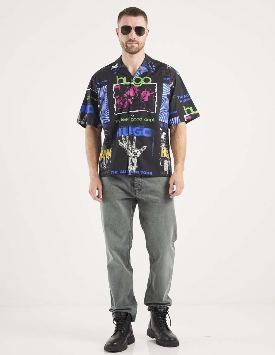 Camisa casual de algodón manga corta para hombre