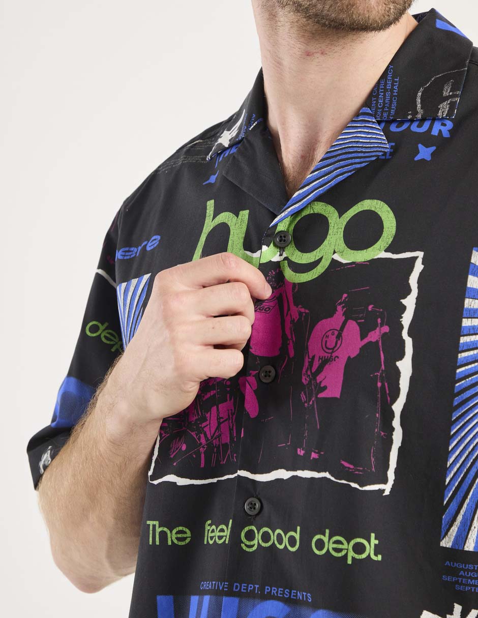 Camisa casual de algodón manga corta para hombre