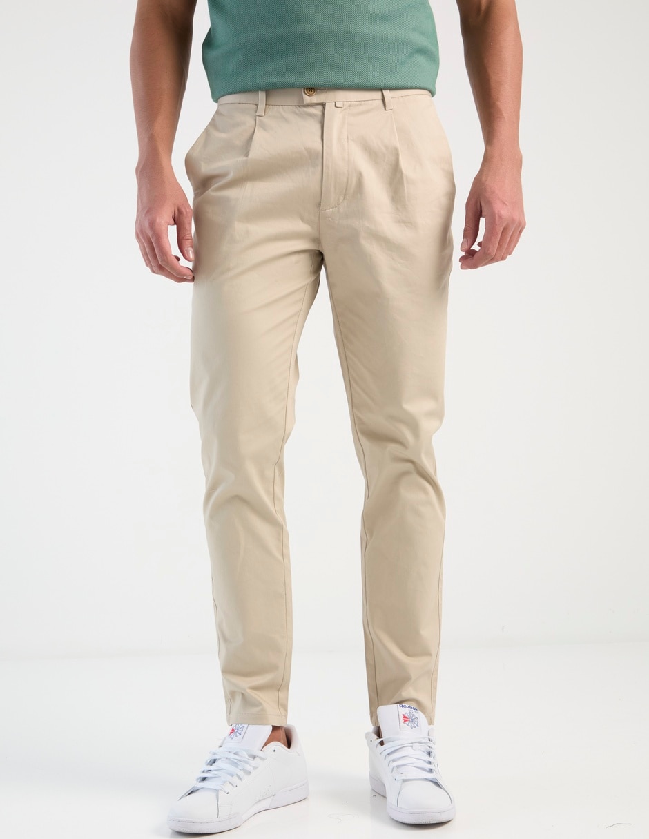 Pantalón de vestir chino recto de algodón para hombre 1