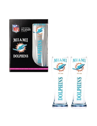 Set de vasos pilsner Miami Dolphins de vidrio con 2 piezas Set de vasos pilsner Miami Dolphins de vidrio con 2 piezas
