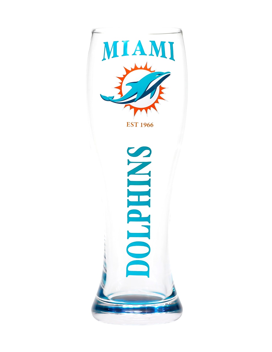 Set de vasos pilsner Miami Dolphins de vidrio con 2 piezas 2