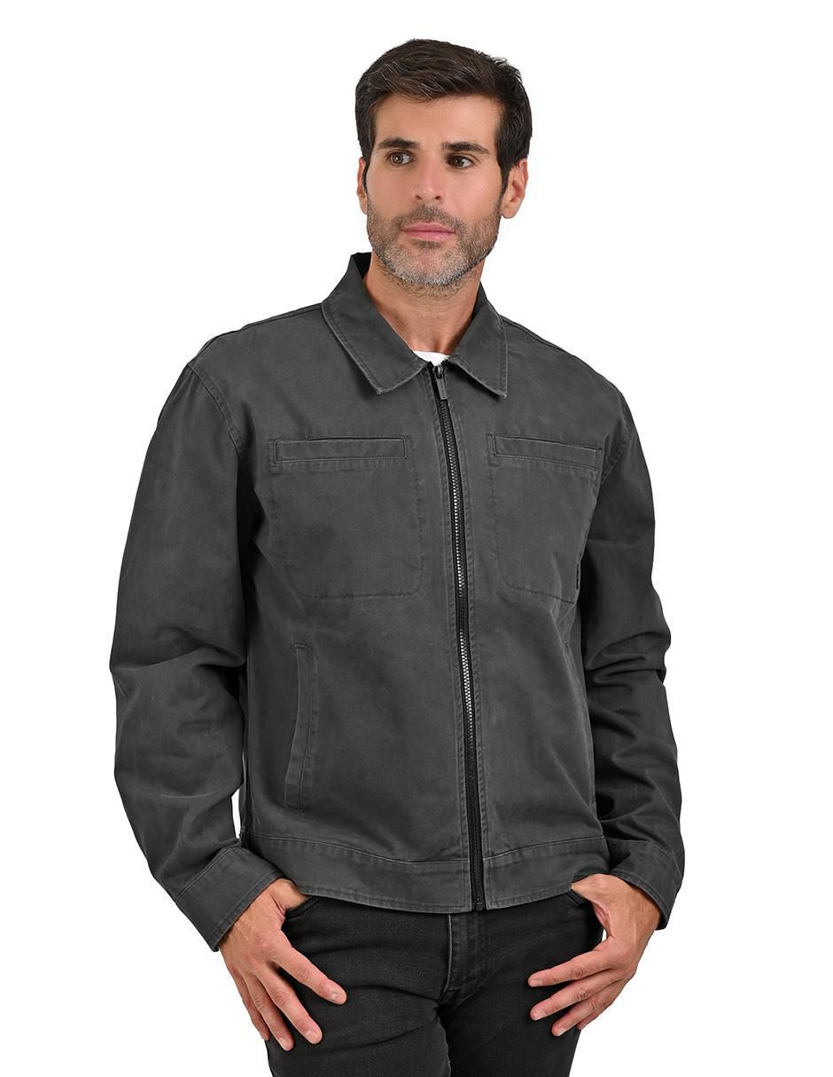 Chamarra denim Perry Ellis Portfolio de mezclilla con bolsillos para hombre