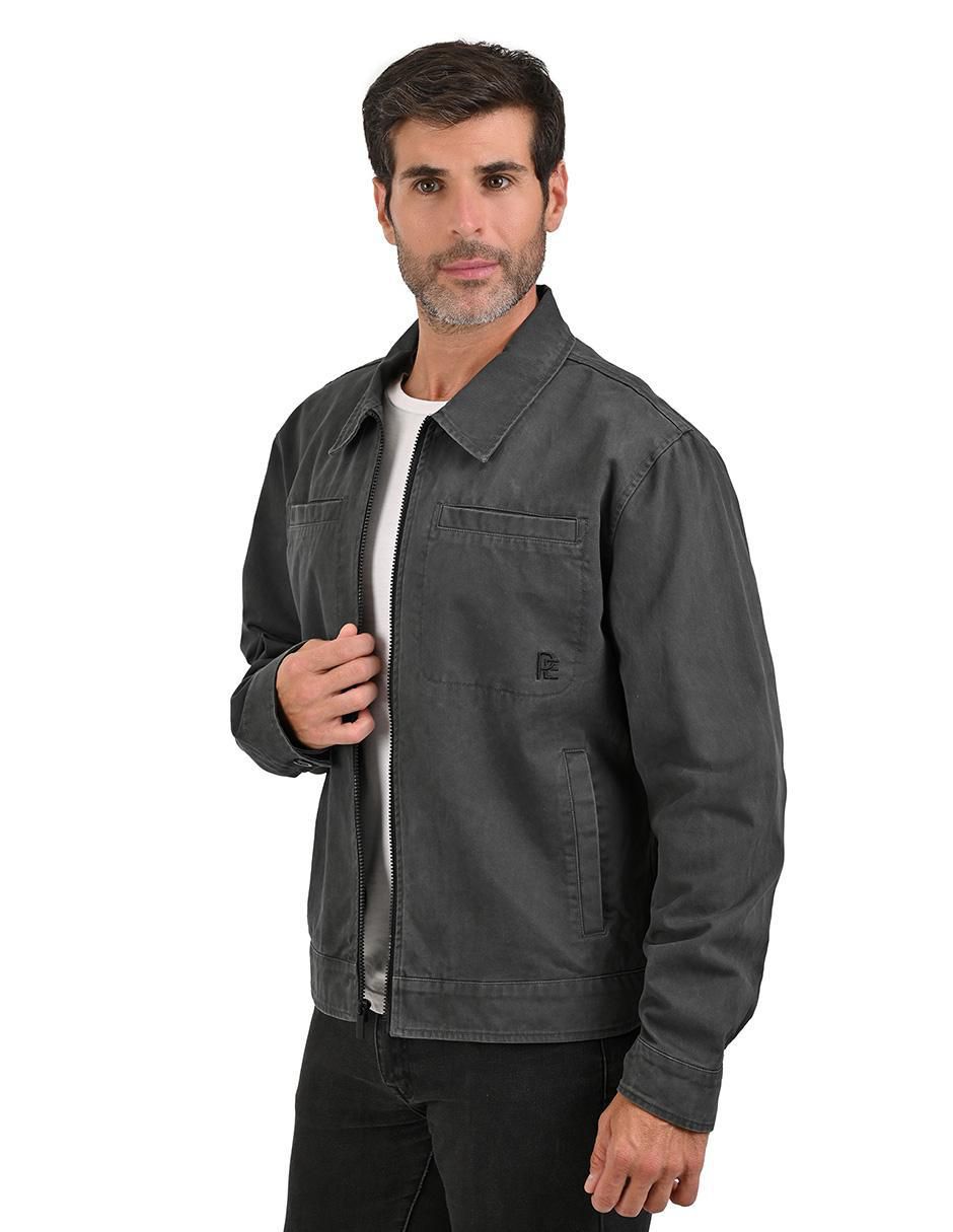 Chamarra denim Perry Ellis Portfolio de mezclilla con bolsillos para hombre