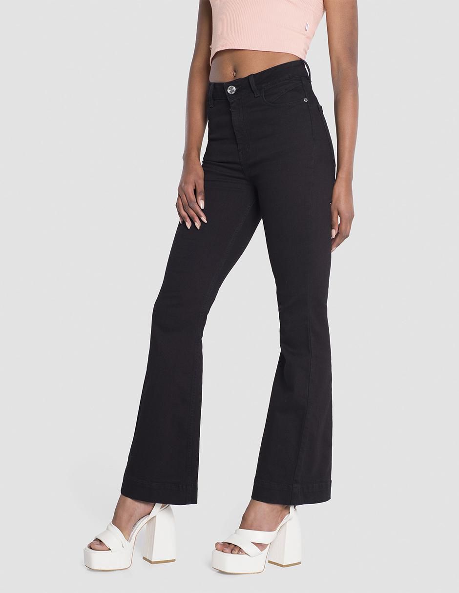 Jeans relaxed flare ruby negro para mujer 5