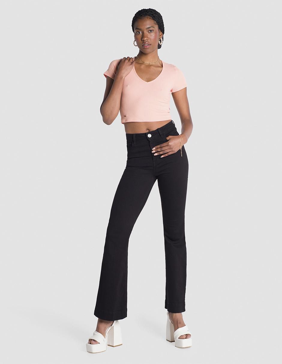 Jeans relaxed flare ruby negro para mujer 6