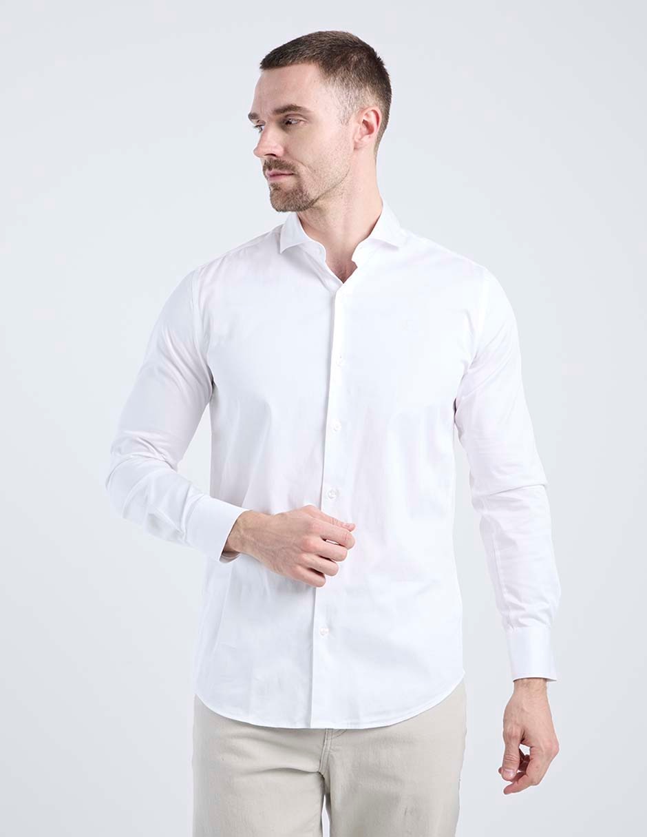 Camisa business casual manga larga para hombre