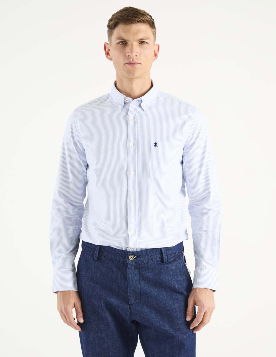 Camisa business casual de algodón manga larga para hombre Camisa business casual de algodón manga larga para hombre