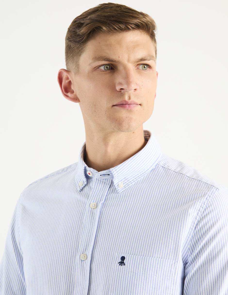Camisa business casual de algodón manga larga para hombre 4