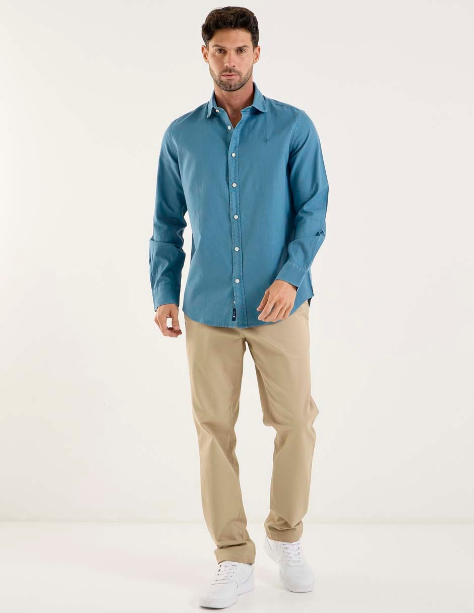 Camisa business casual de algodón manga larga para hombre 6