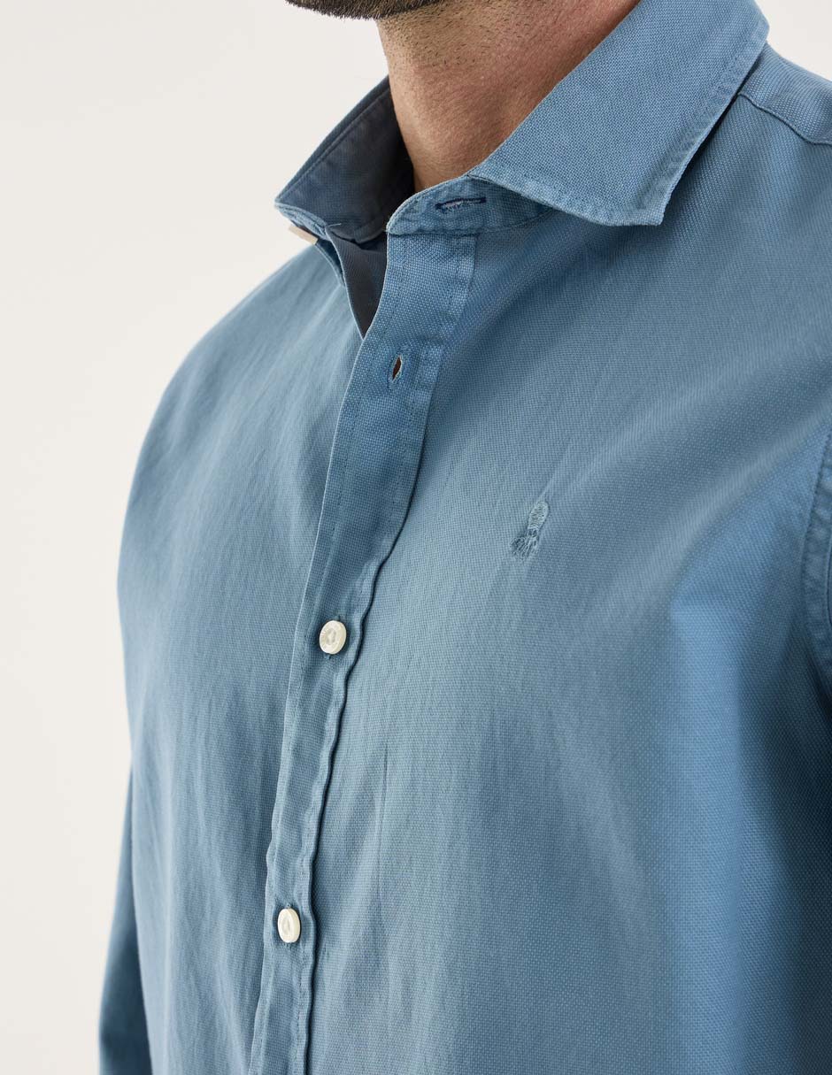 Camisa business casual de algodón manga larga para hombre 7