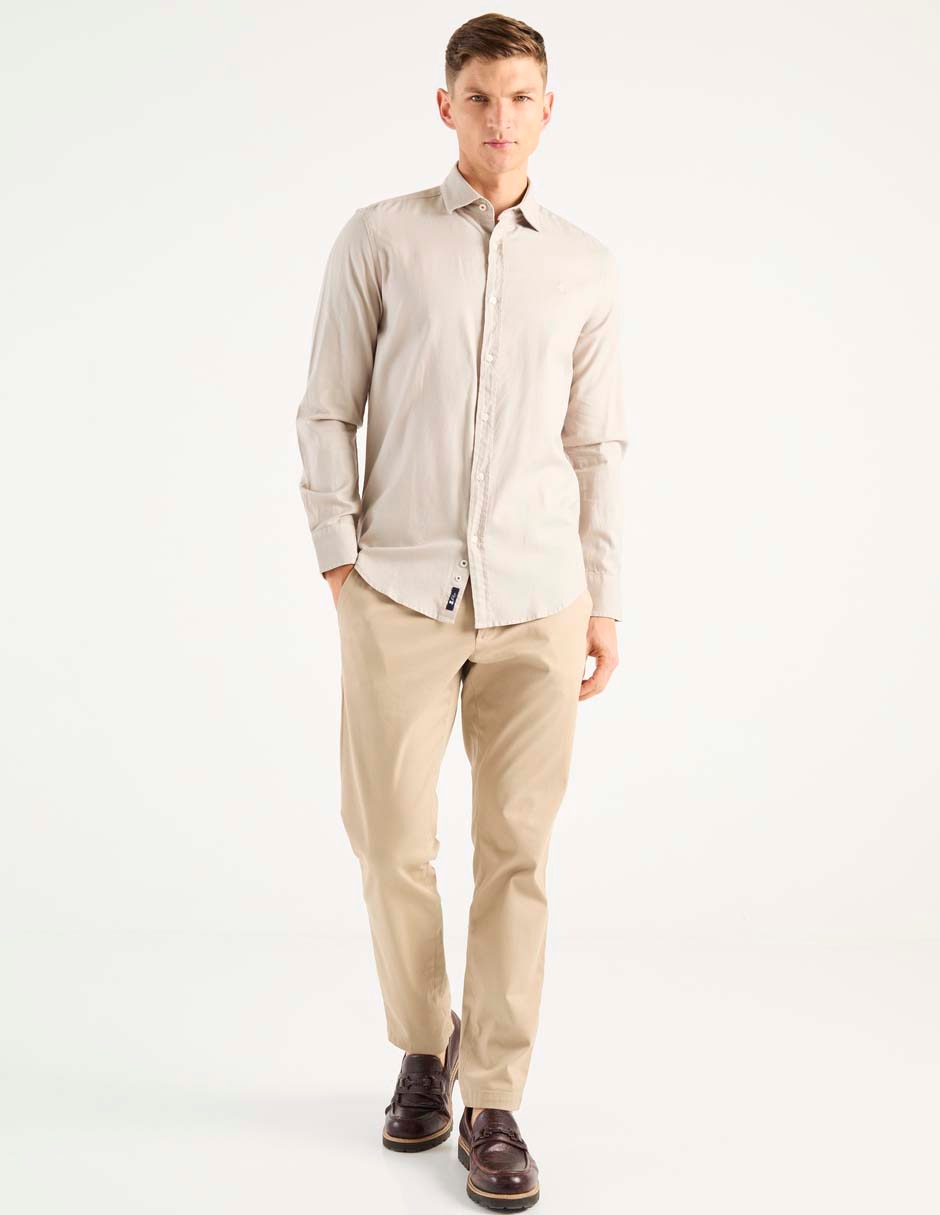 Camisa business casual El Pulpo de algodón manga larga para hombre