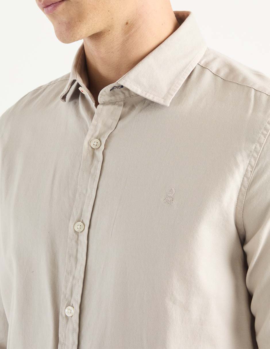 Camisa business casual El Pulpo de algodón manga larga para hombre