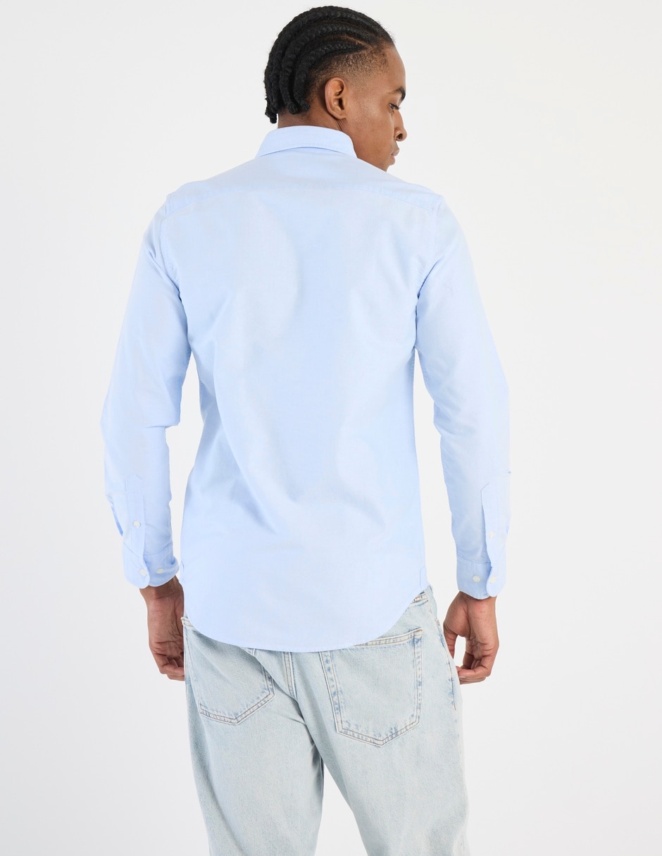 Camisa business casual de algodón manga larga para hombre 4
