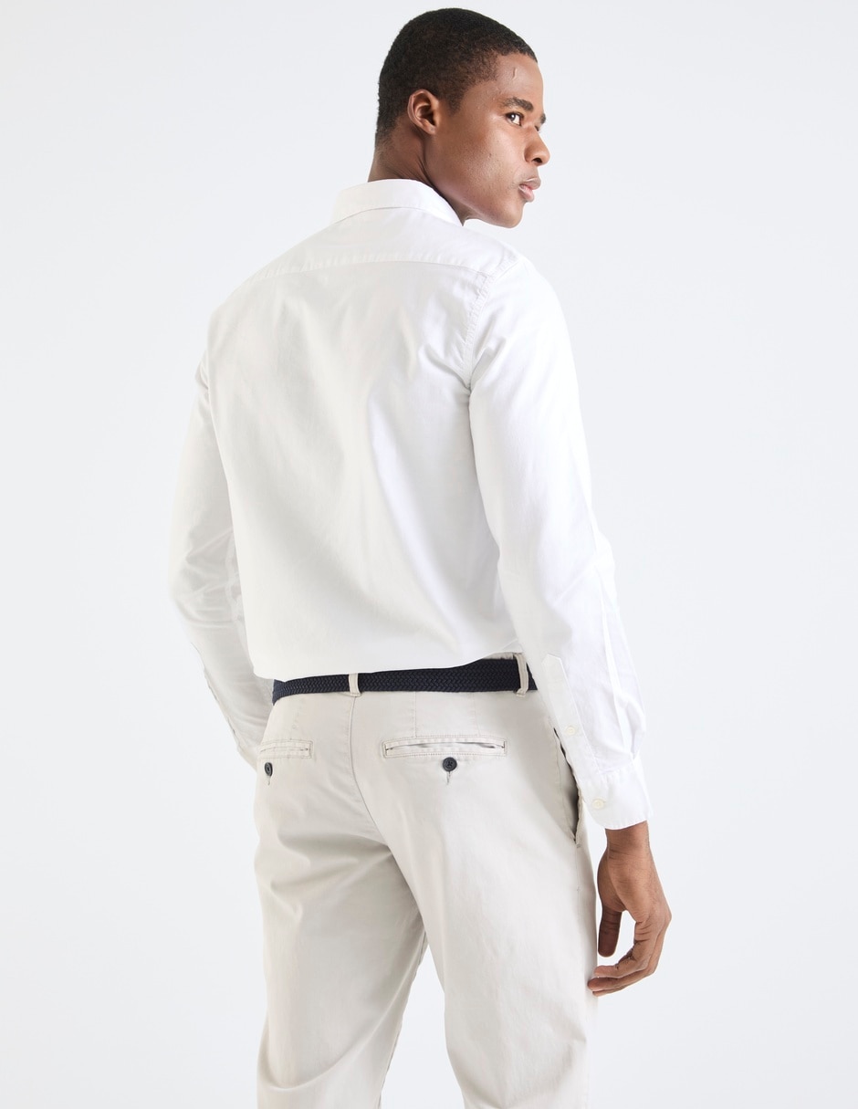 Camisa business casual de algodón manga larga para hombre 4